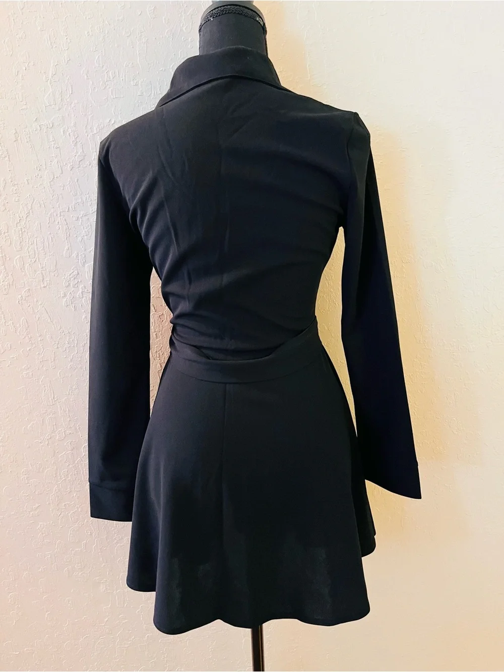 CBR Black Long-Sleeve Button-Front Midi Dress